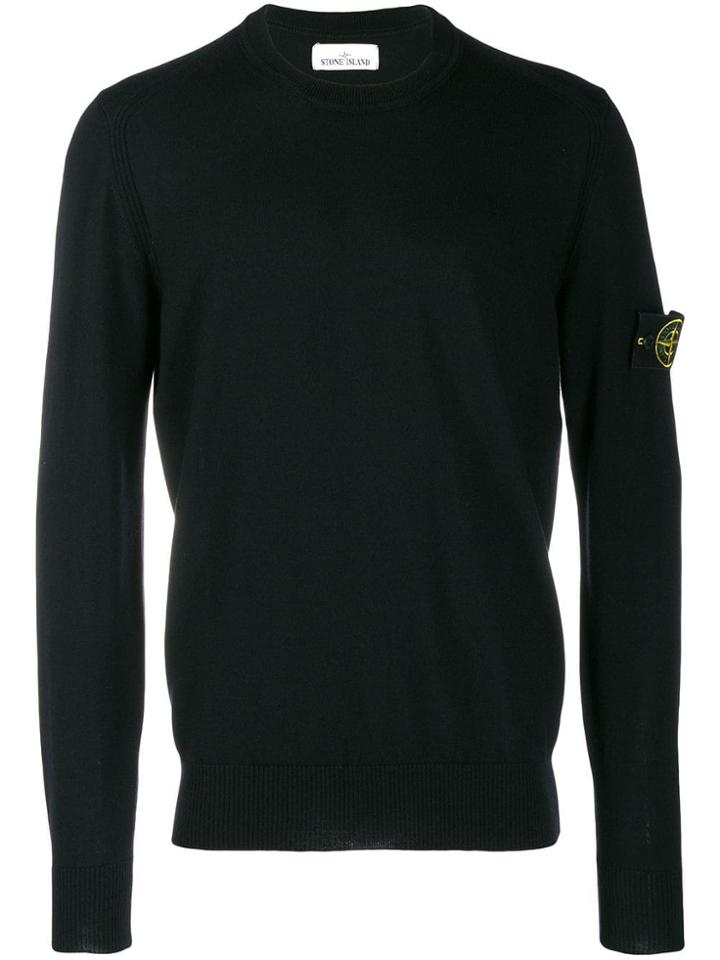 Stone Island Sweatshirt With Logo Patch - Black