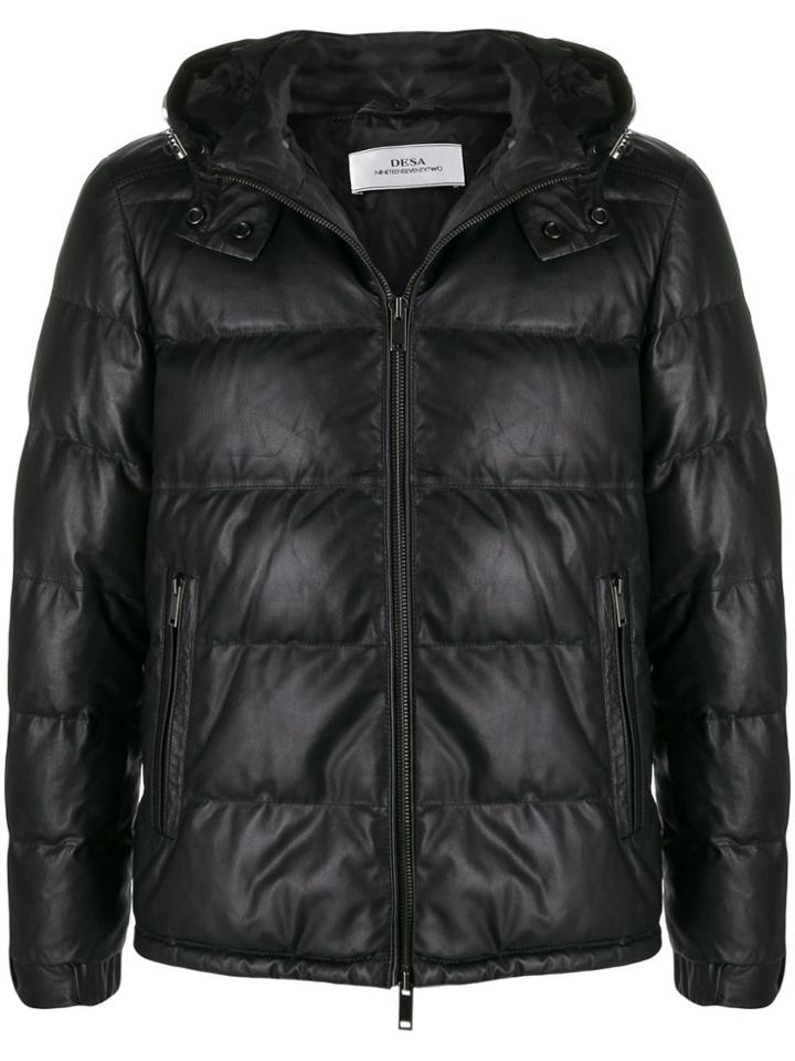 Desa 1972 Padded Leather Jacket - Black