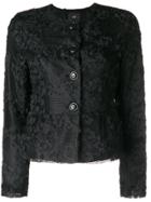 Steffen Schraut Floral Appliquée Collarless Jacket - Black