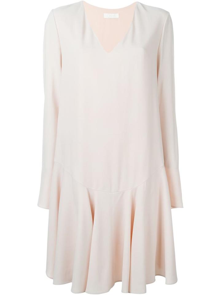 Chloé Flared Hem Loose Dress, Women's, Size: 42, Pink/purple, Acetate/viscose/silk