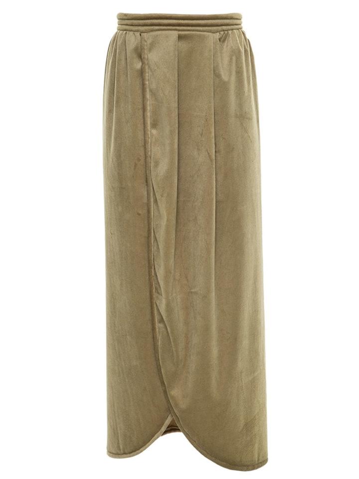 Framed Velvet Tube Midi Skirt - Green