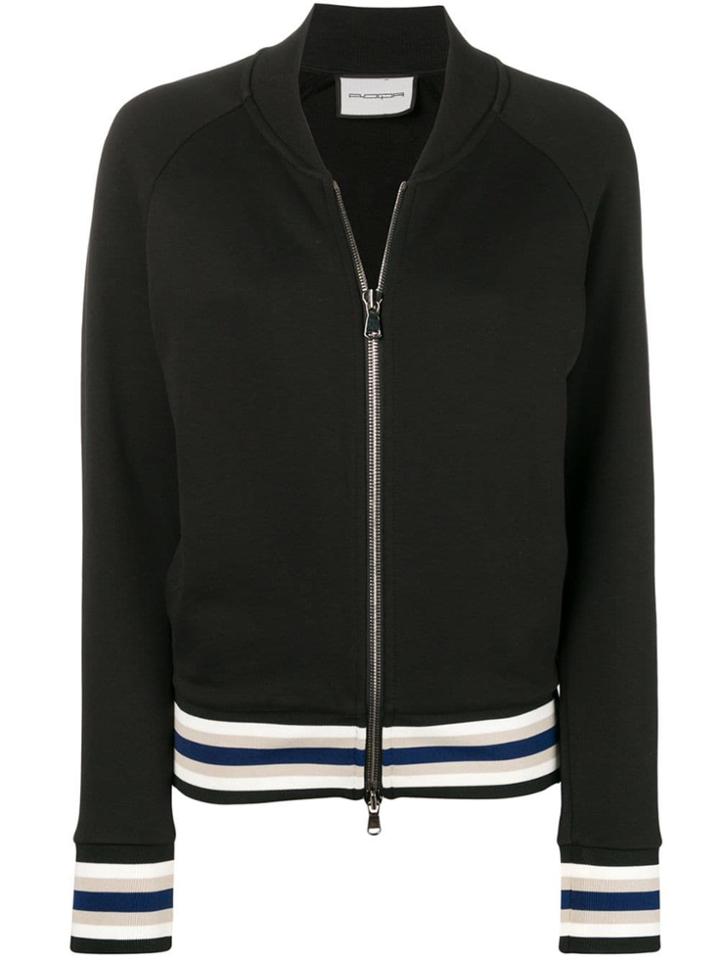 Roqa Striped Trim Bomber Jacket - Black
