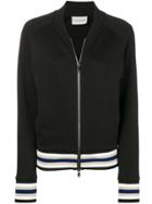 Roqa Striped Trim Bomber Jacket - Black