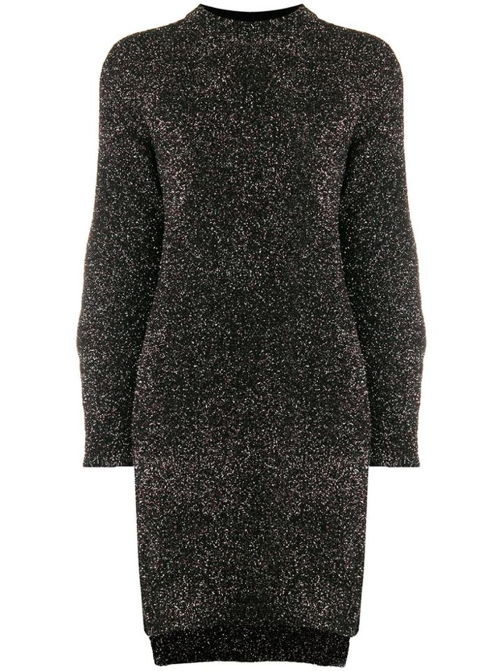 Nude Sheen Knitted Dress - Black