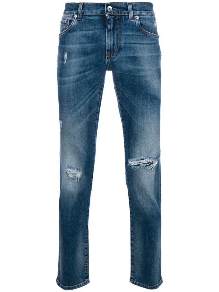 Dolce & Gabbana Ripped Detail Jeans - Blue