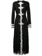 Alessandra Rich Ruffled Lace Maxi Dress, Women's, Size: 42, Black, Silk/cotton/viscose