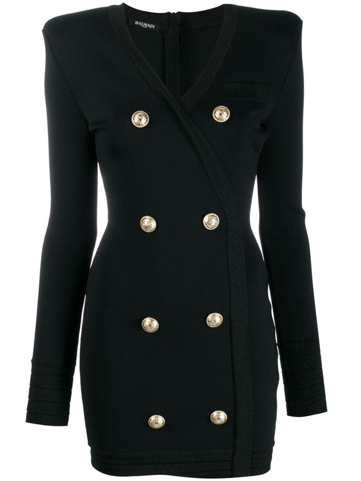 Balmain Double-breasted Wrap Dress - Black