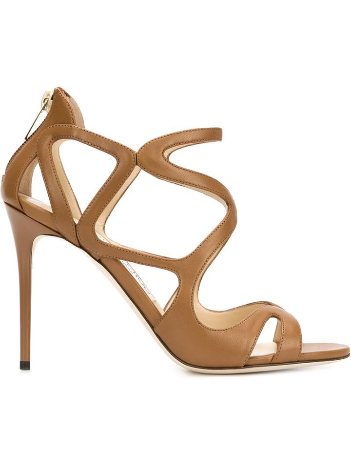 Jimmy Choo Leslie Sandals, Women's, Size: 40, Brown, Nappa Leather/leather