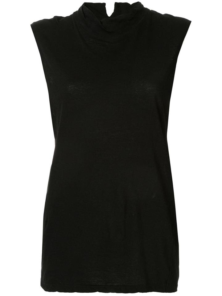 Bassike Funnel Neck Tank Top - Black