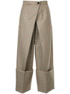 Astraet Checked Cropped Trousers - Brown