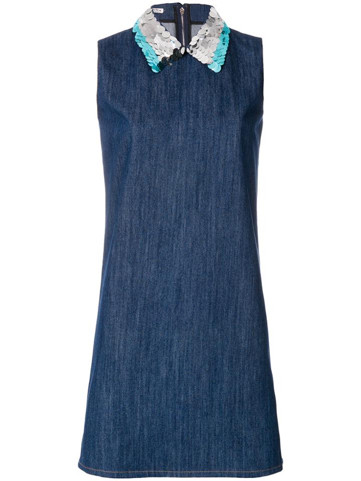 Miu Miu Sequin-embellished Denim Dress - Blue