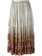 Etro Floral Print Flounce Skirt - Nude & Neutrals