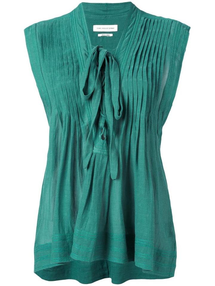Isabel Marant Étoile Pintuck Front Top, Women's, Size: 40, Green, Viscose/cotton