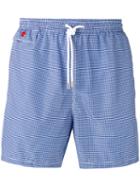 Kiton Houndstooth Pattern Swim Shorts, Men's, Size: Xl, Blue, Polyester