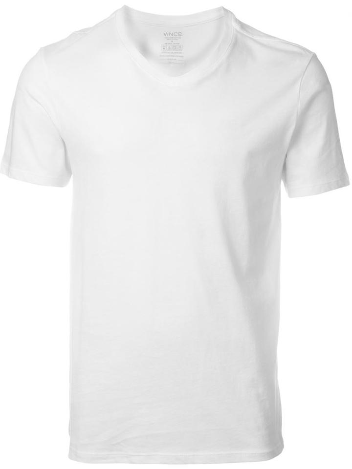 Vince V-neck T-shirt, Men's, Size: L, White, Cotton