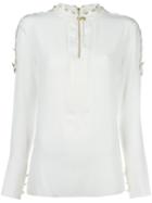 Pierre Balmain Buttoned Shoulder Detail Blouse, Women's, Size: 36, Nude/neutrals, Silk