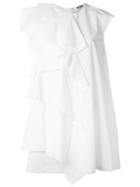 Msgm Ruffled Shift Dress, Women's, Size: 38, White, Cotton
