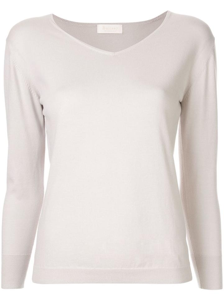 Ballsey Knitted V-neck Top - Metallic