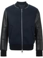 Neil Barrett Contrast Sleeve Bomber Jacket, Men's, Size: Xl, Blue, Viscose/polyurethane/polyester/polyester