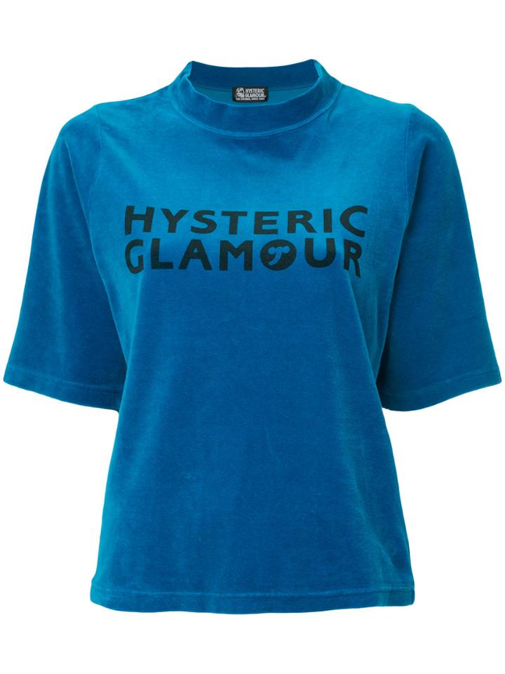 Hysteric Glamour Velvet Logo Printed T-shirt - Blue