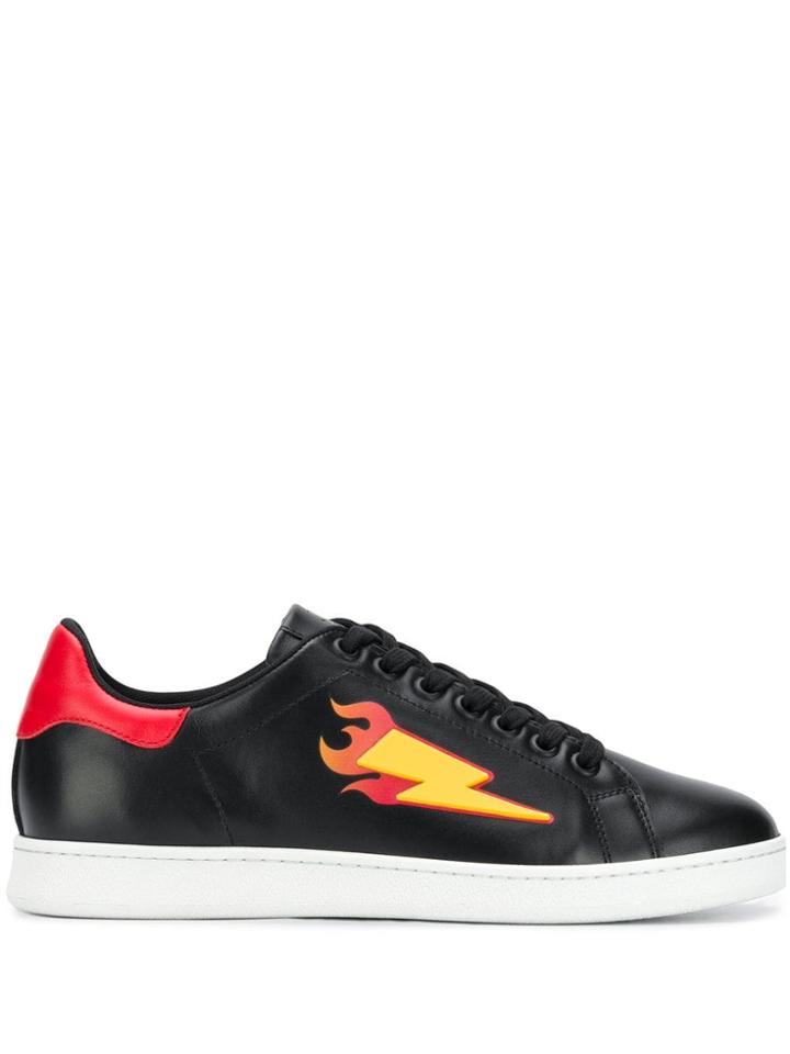Neil Barrett Flaming Lightning Bolt Sneakers - Black
