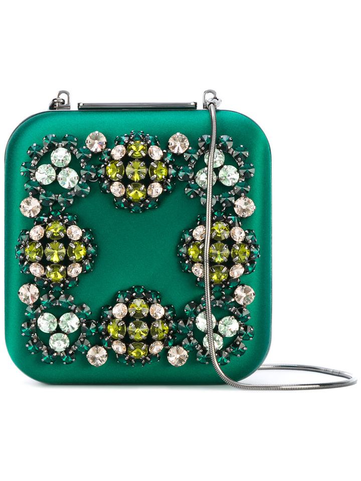 Manolo Blahnik - Hangi Clutch Bag - Women - Silk Satin/metal - One Size, Green, Silk Satin/metal