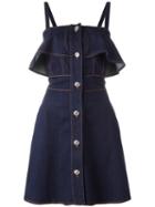 See By Chloé Ruffled Denim Dress, Women's, Size: 40, Blue, Cotton/spandex/elastane