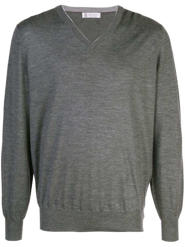 Brunello Cucinelli V-neck Pullover - Grey