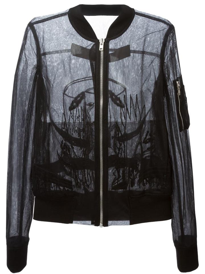 Rick Owens Embroidered Tulle Bomber Jacket