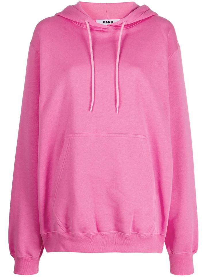 Msgm Logo Printed Hooded Sweatshirt - Pink