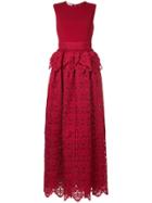 Antonio Berardi Lace Peplum Dress - Red