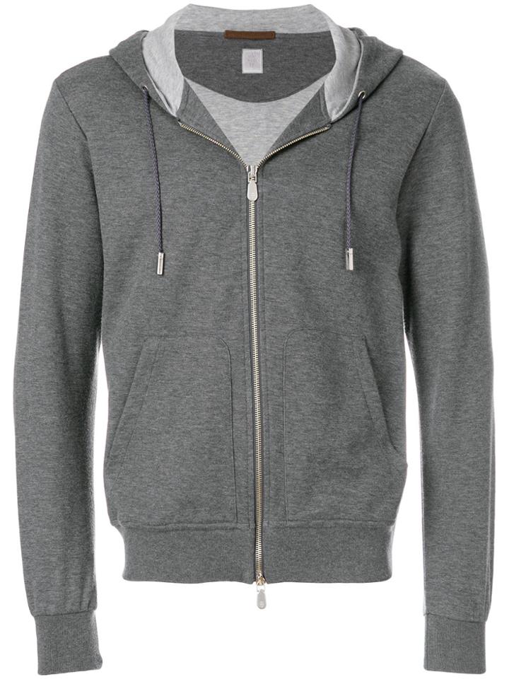 Eleventy Zipped Hooded Sweatshirt - Grey