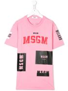 Msgm Kids Teen Printed Logo T-shirt - Pink & Purple