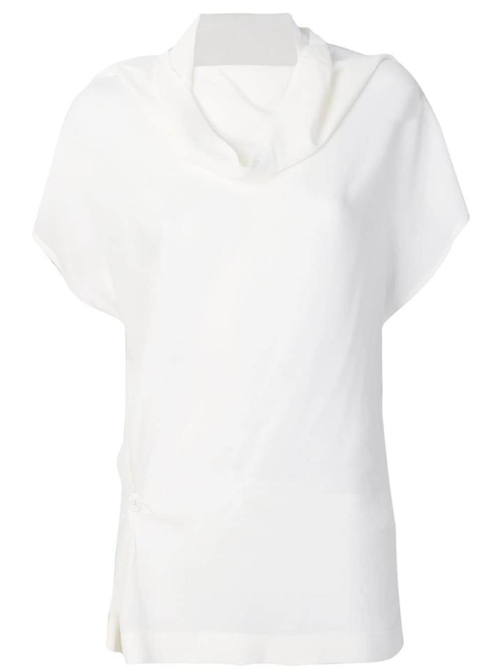 Jean Paul Knott Cowl Neck Blouse - Off White