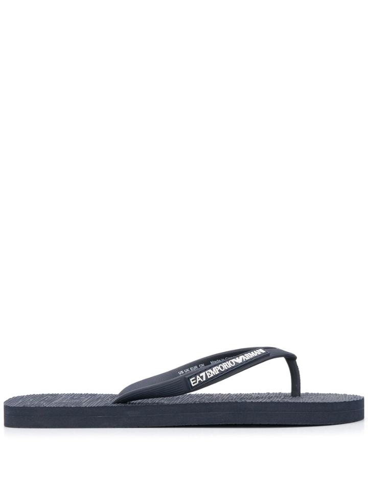 Ea7 Emporio Armani Logo Embossed Flip-flops - Blue