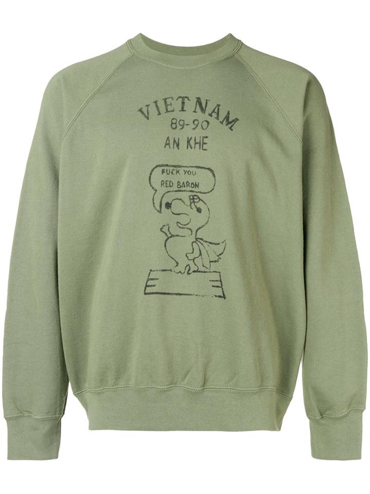 Wild Donkey Snoopy Character Print Sweatshirt - Green