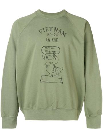 Wild Donkey Snoopy Character Print Sweatshirt - Green