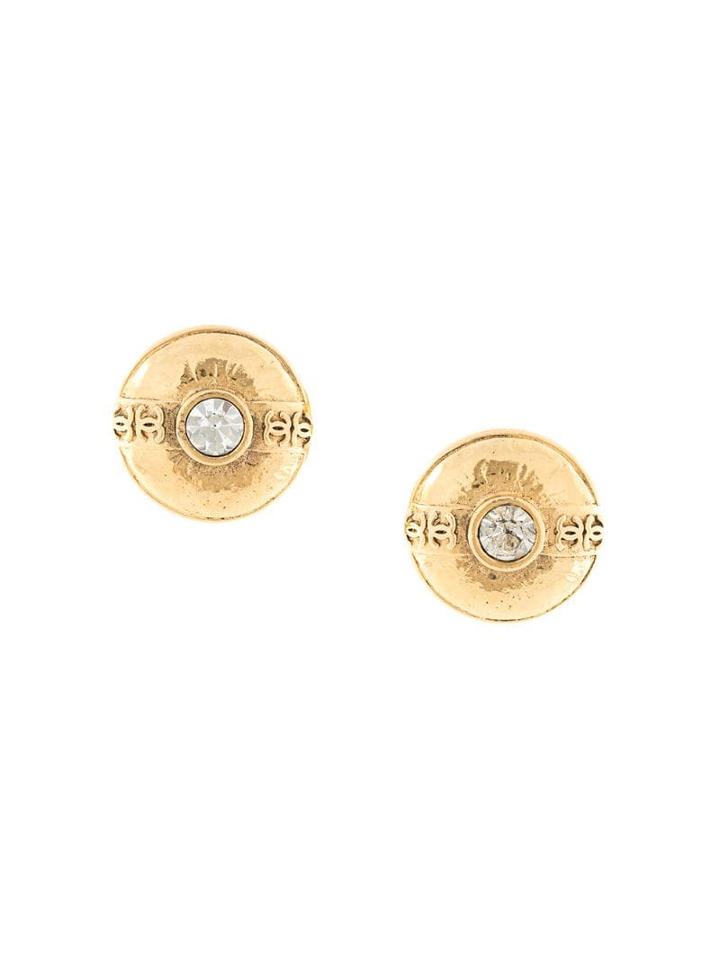 Chanel Pre-owned 1988 Oversized Stone Earrings - Gold