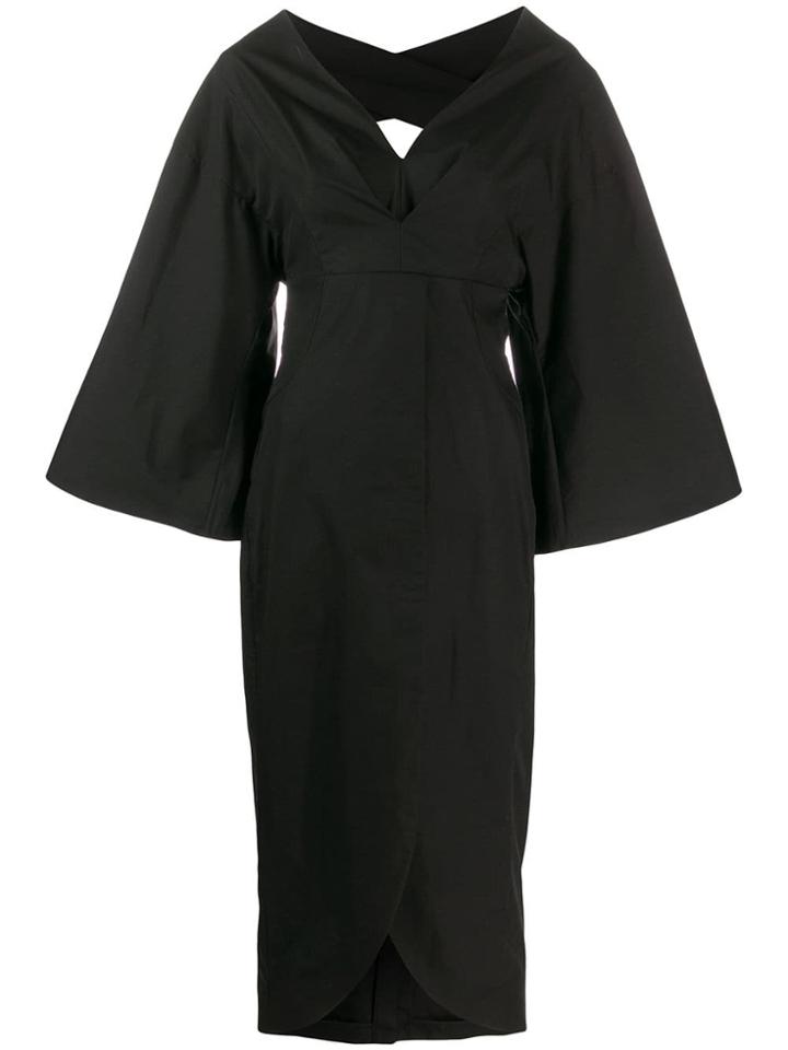 A.w.a.k.e. Mode V-neck Shirt Dress - Black