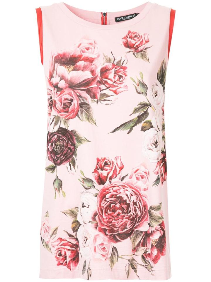 Dolce & Gabbana Peony Print Top - Pink & Purple
