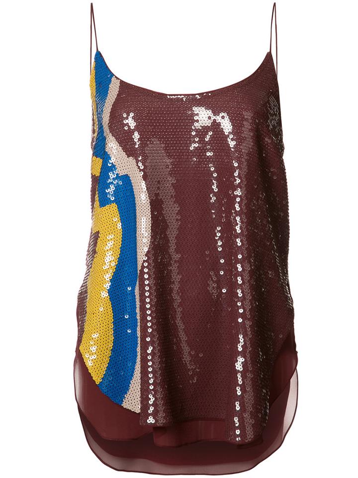 Emilio Pucci Sequin Embellished Cami Top, Women's, Size: 40, Red, Sequin/silk