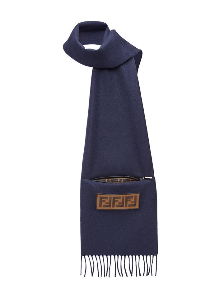 Fendi Logo Patch Scarf - Blue