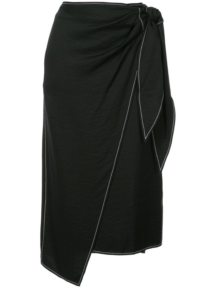 Rejina Pyo Contrast Stitch Wrap Skirt - Black