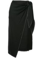 Rejina Pyo Contrast Stitch Wrap Skirt - Black