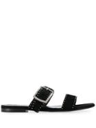 Saint Laurent Oak Stud Flat Sandals - Black