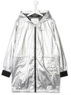 Dkny Kids Hooded Zipped Parka - Metallic