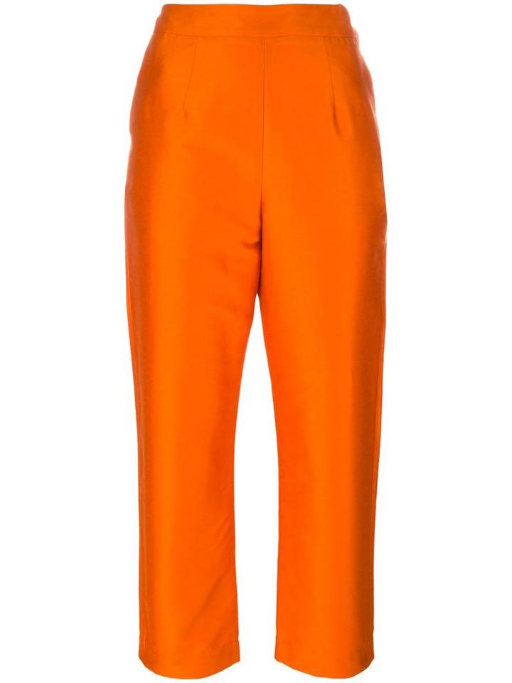 Isa Arfen Classic Cropped Trousers, Women's, Size: 8, Yellow/orange, Polyester/polyamide/cotton