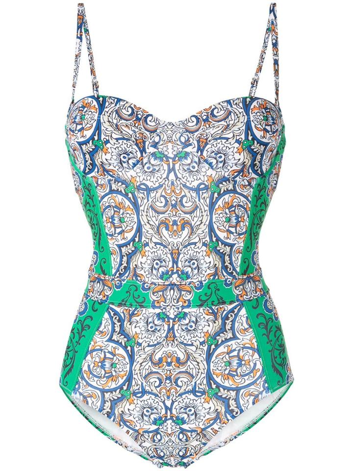 Tory Burch Colour-blocked Underwire Swimsuit - White