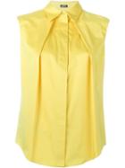 Jil Sander Navy Pleated Front Shirt, Women's, Size: 40, Yellow/orange, Cotton/spandex/elastane