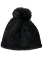 Max Mara Pompom Beanie Hat - Black